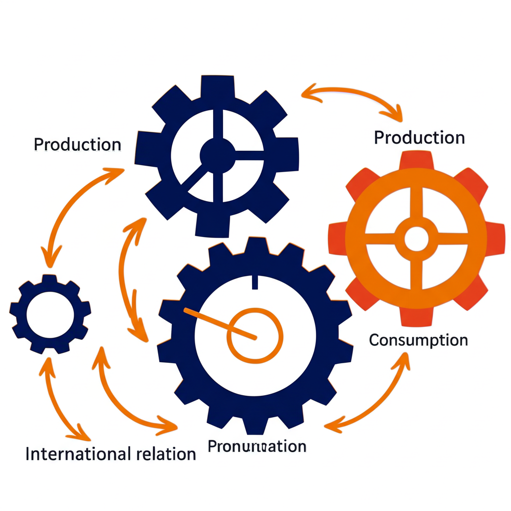 複雜的國際貿易關係抽象圖,象徵全球供應鏈、關稅與緊張談判。