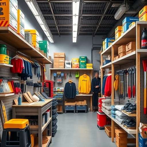 一間居家修繕店鋪內部販售各類建築材料與工具。