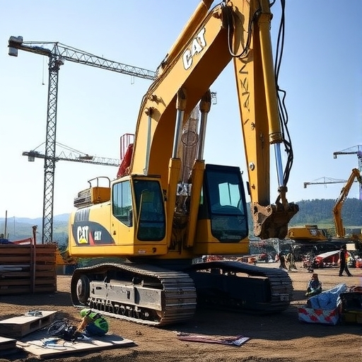 建築工地上的開拓重工機械