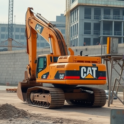 建築工地上的開拓重工機械