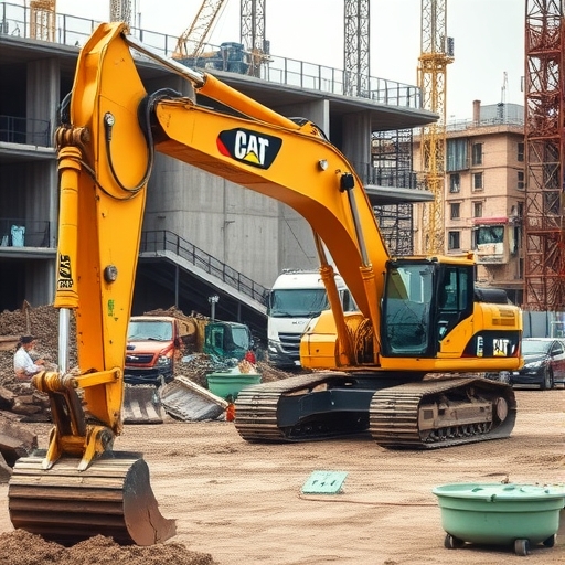 建築工地上的開拓重工機械