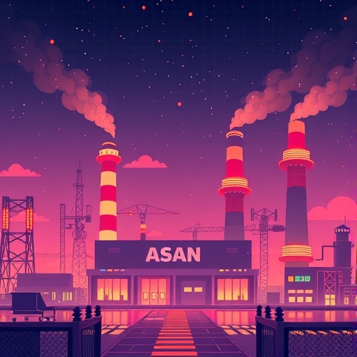 半導體工廠與人工智慧技術的插畫