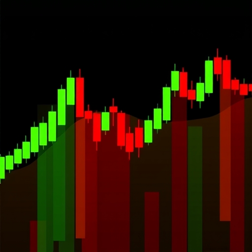 多種顏色的K線圖,呈現不同市場的價格變化