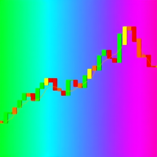 一個用於技術分析的K線圖,顯示市場價格走勢