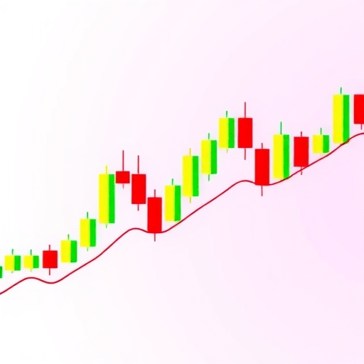 一個色彩繽紛的K線圖,顯示金融市場的價格波動