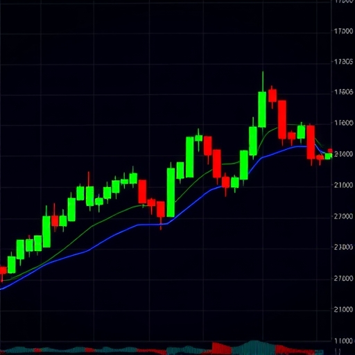 一個顯示K線實體與影線組成的彩色圖表
