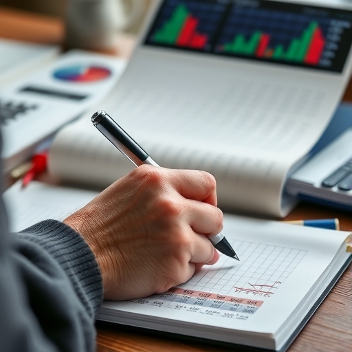 一個人正在交易日誌中書寫