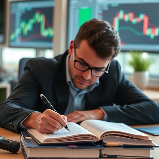 一個人正在交易日誌中書寫