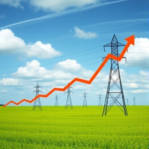 電力需求在2025年激增的圖像,展示電力基礎設施的現代化與擴張。