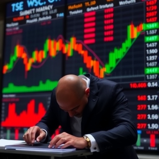 描繪金融市場分析與內部人交易活動的景象。