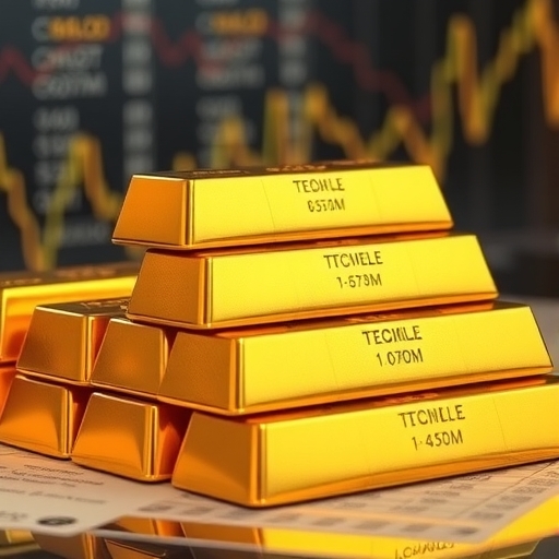 在金融環境中堆疊的金條