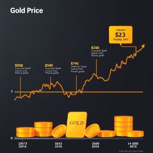 黃金價格受地緣政治與經濟因素影響的走勢圖