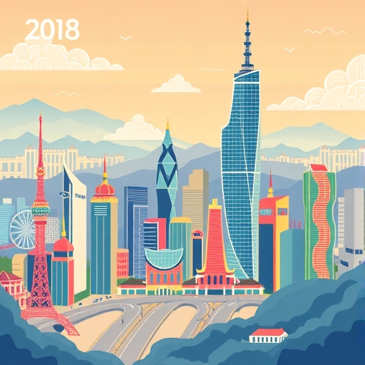 台灣金融風景的動態插圖。