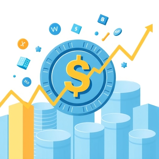 一隻手握著藍色籌碼,背景是股市圖表