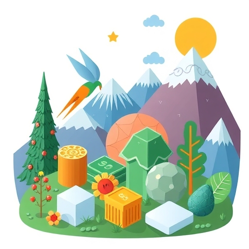 多樣化資產類別的插圖，包含金錢、房產與數位貨幣等