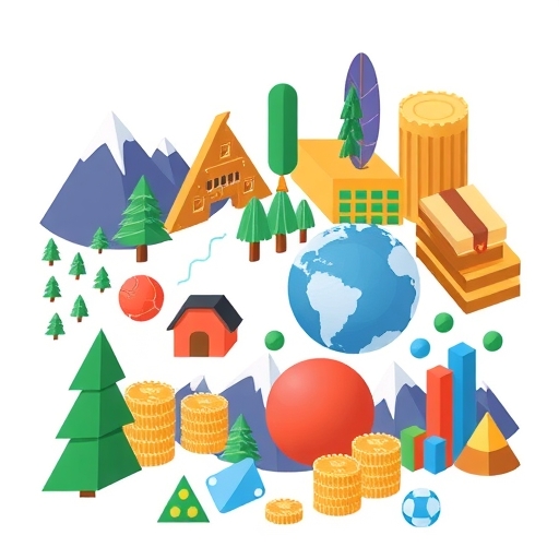 描繪多樣化投資組合的插畫，包含傳統與數位金融工具