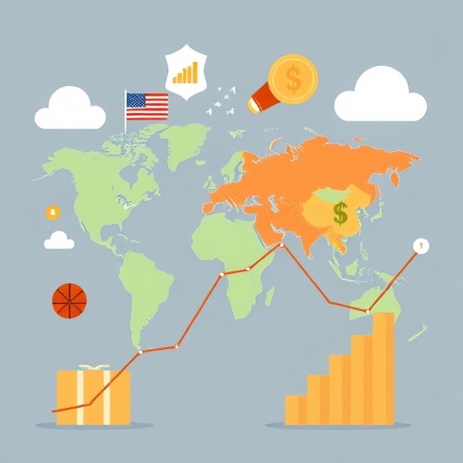描繪全球金融市場動態的插圖