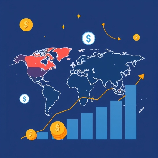 顯示全球金融市場變化的插圖