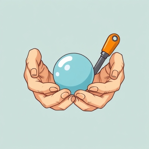 手部輕觸一枚代幣或代表價值的物件的插圖