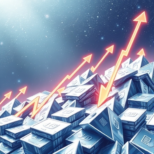 描繪白銀價格上升的插畫