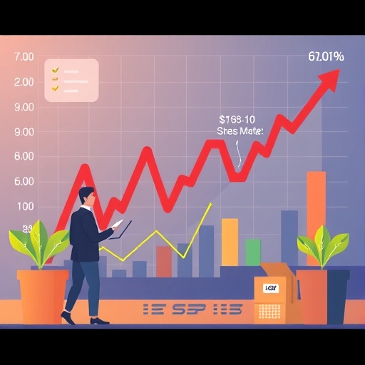 螢幕顯示股票圖表與分析數據。