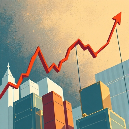 一幅描繪股市波動的插圖。