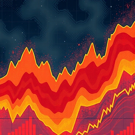 一幅描繪股市波動的插圖。