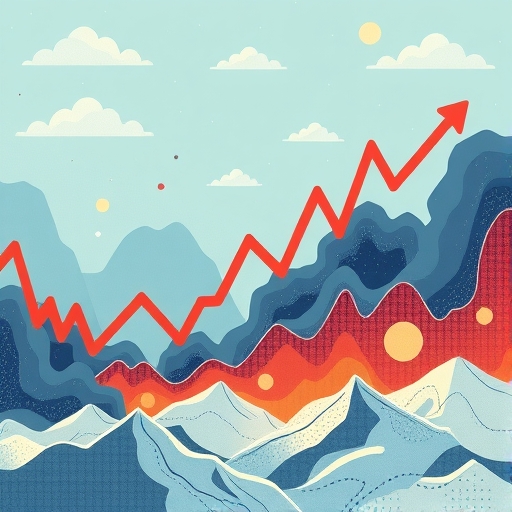 一幅描繪股市波動的插圖。