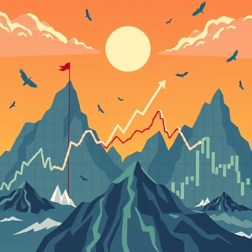 一幅描繪股市波動的插圖。