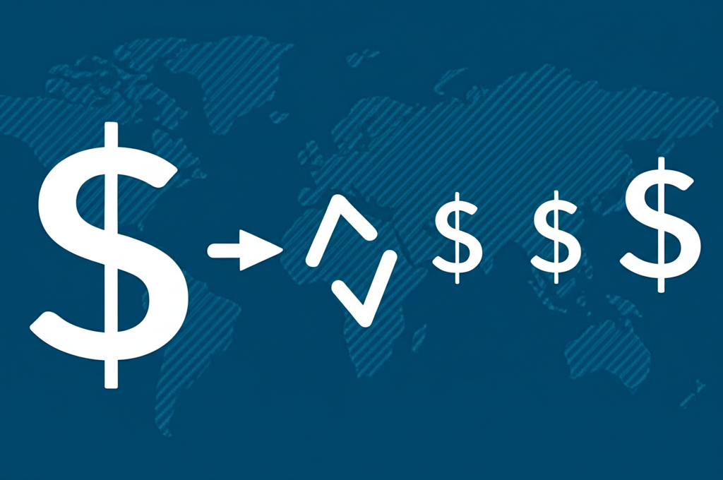 全球地圖與貨幣符號,象徵國際政治經濟影響