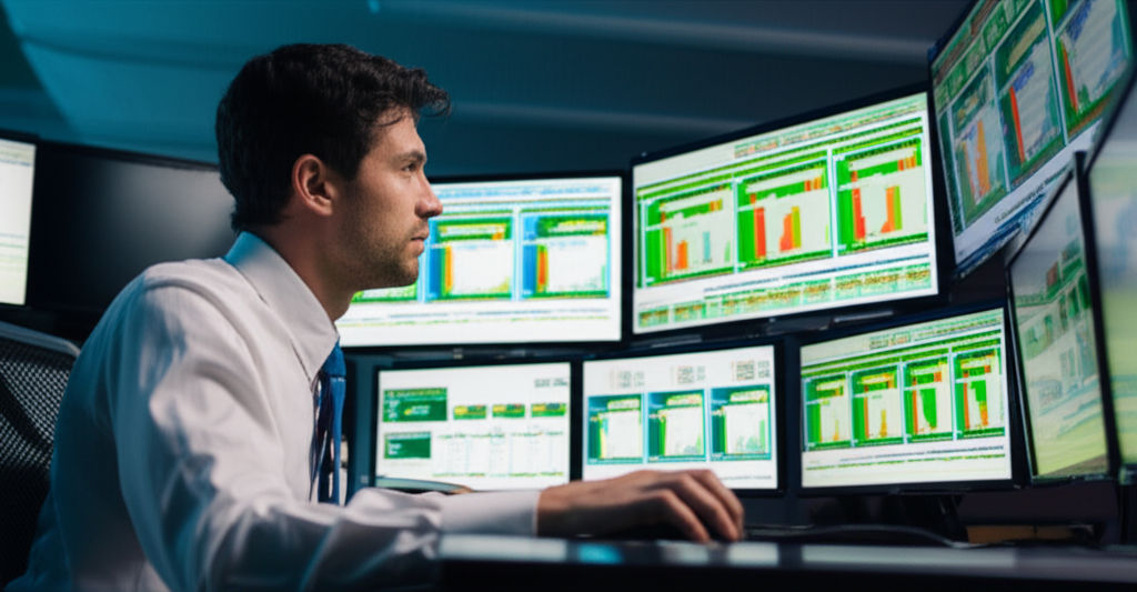 交易員分析市場趨勢示意圖