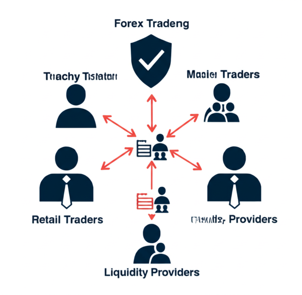外匯交易與流動性提供者示意圖
