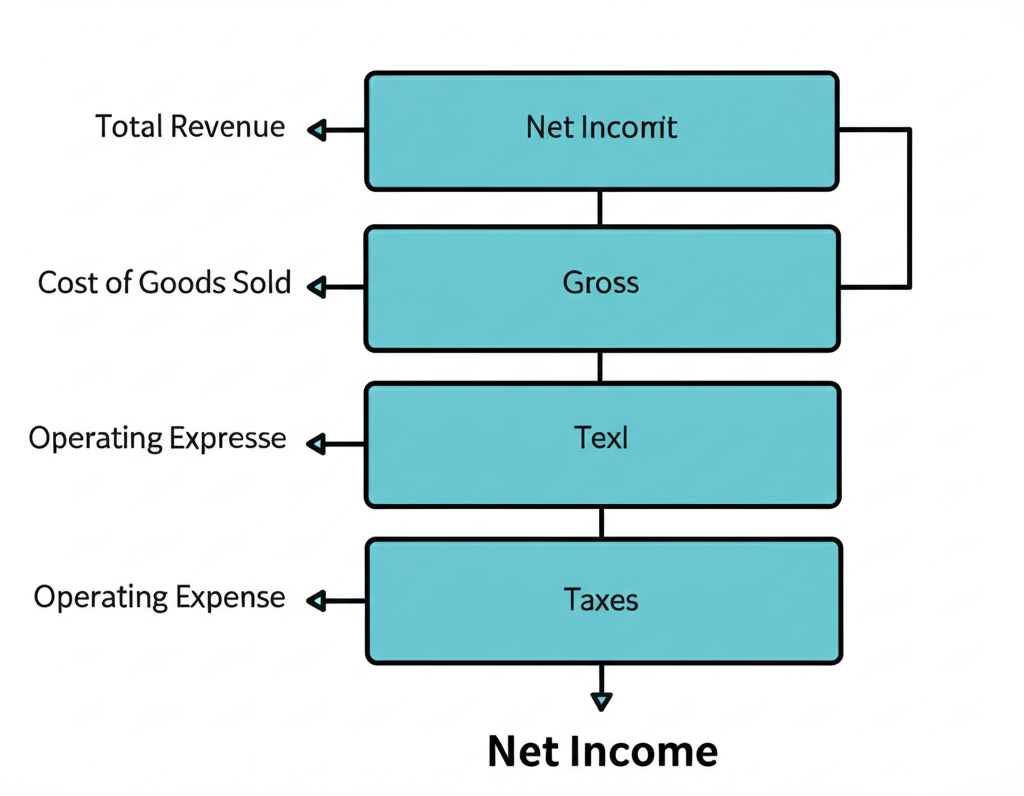 純利計算流程圖:圖示說明從總收入到稅後淨利的完整步驟
