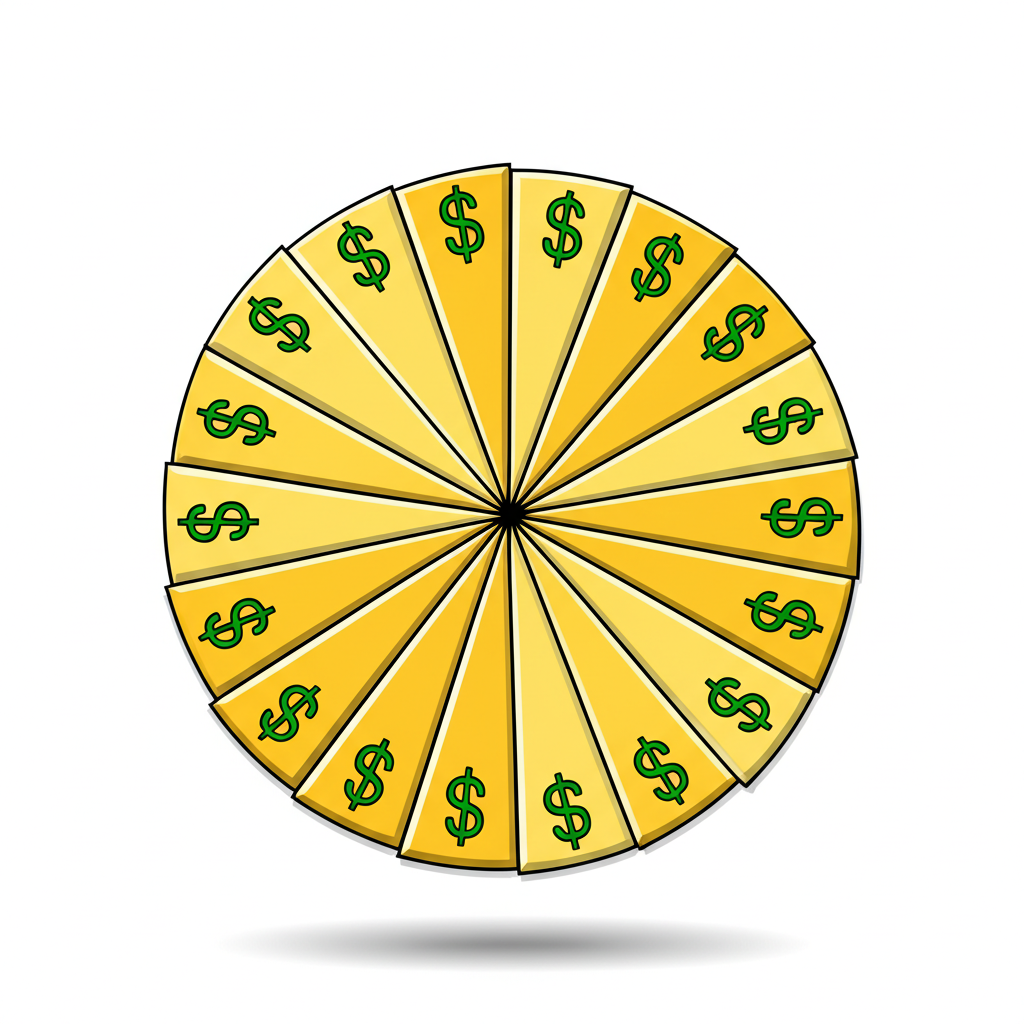 公司利潤大餅被均分為多片,每片代表一股並標有金錢符號的插畫,詮釋EPS概念