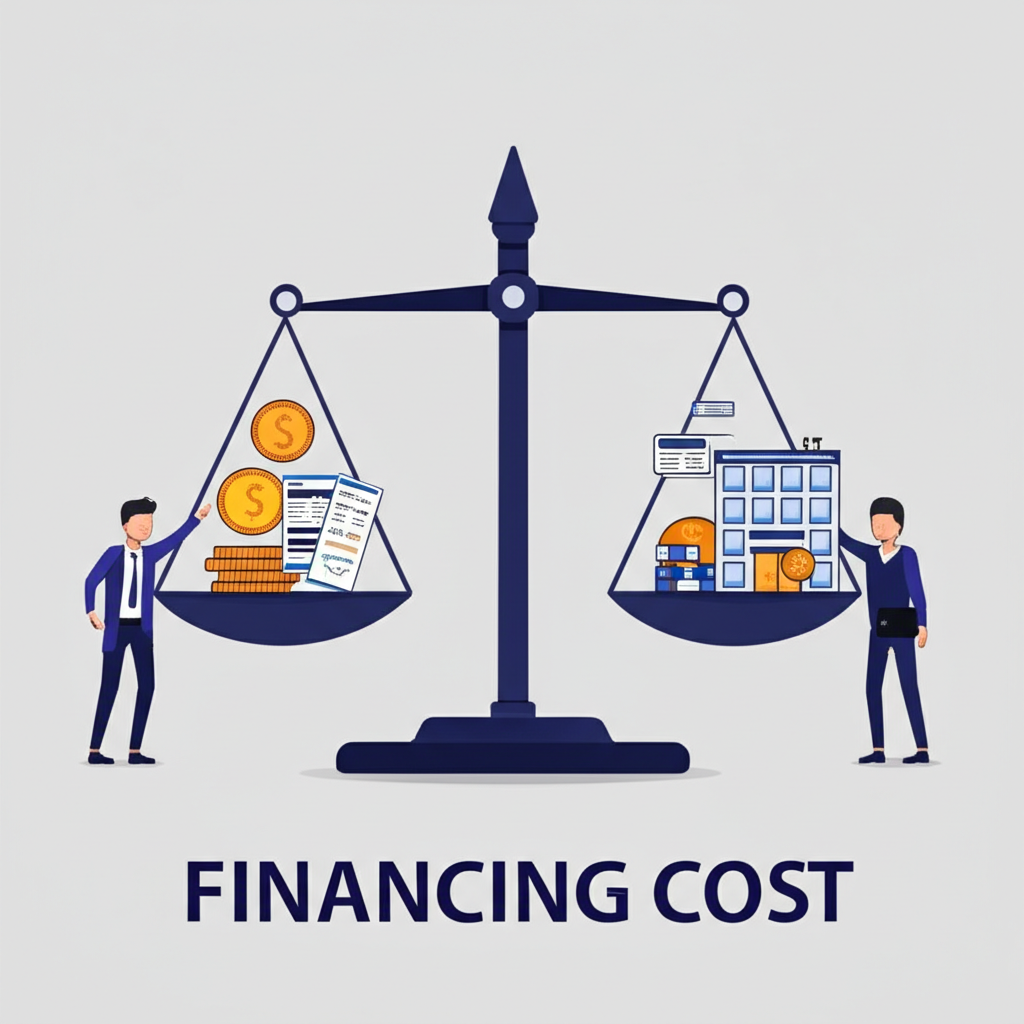個人與企業手持天平，平衡資金與成本，凸顯融資成本在個人理財與公司財務中的重要性