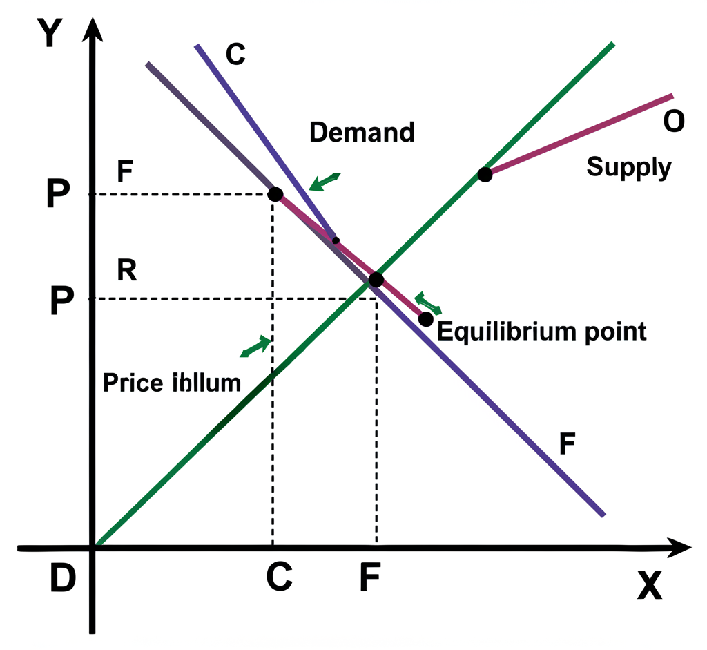 石油供需動態示意圖,展示供給與需求如何決定市場價格