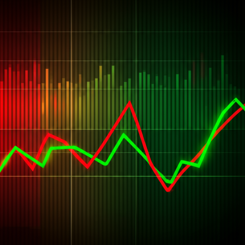 一張顯示金融數據與圖表的螢幕,象徵市場分析。