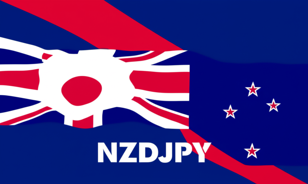 紐元兌日圓貨幣對概念插圖,呈現兩國經濟特性的對比