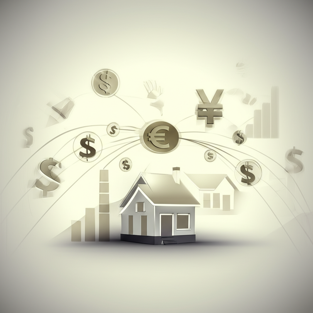 利率作為無形力量影響儲蓄、貸款、投資與經濟的插畫