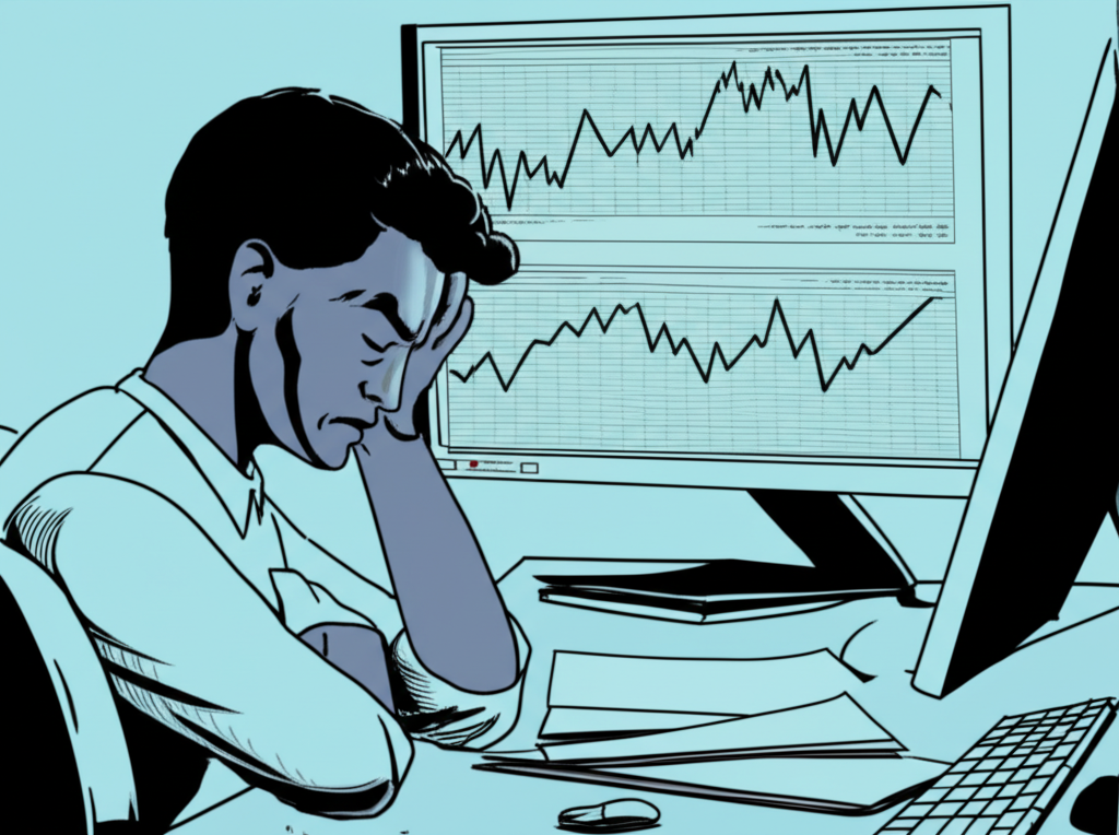 交易者面對情緒挑戰的插畫
