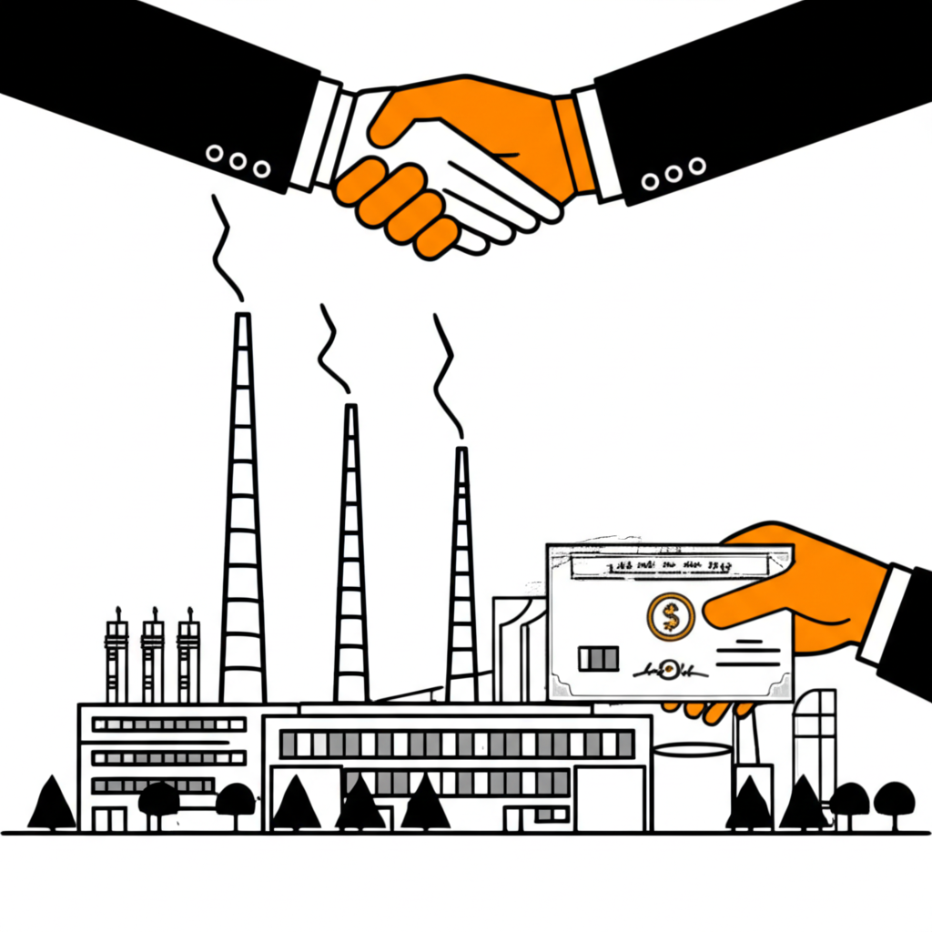 公司與投資人握手示意，象徵股票作為企業募資與個人財富增長之間的橋樑