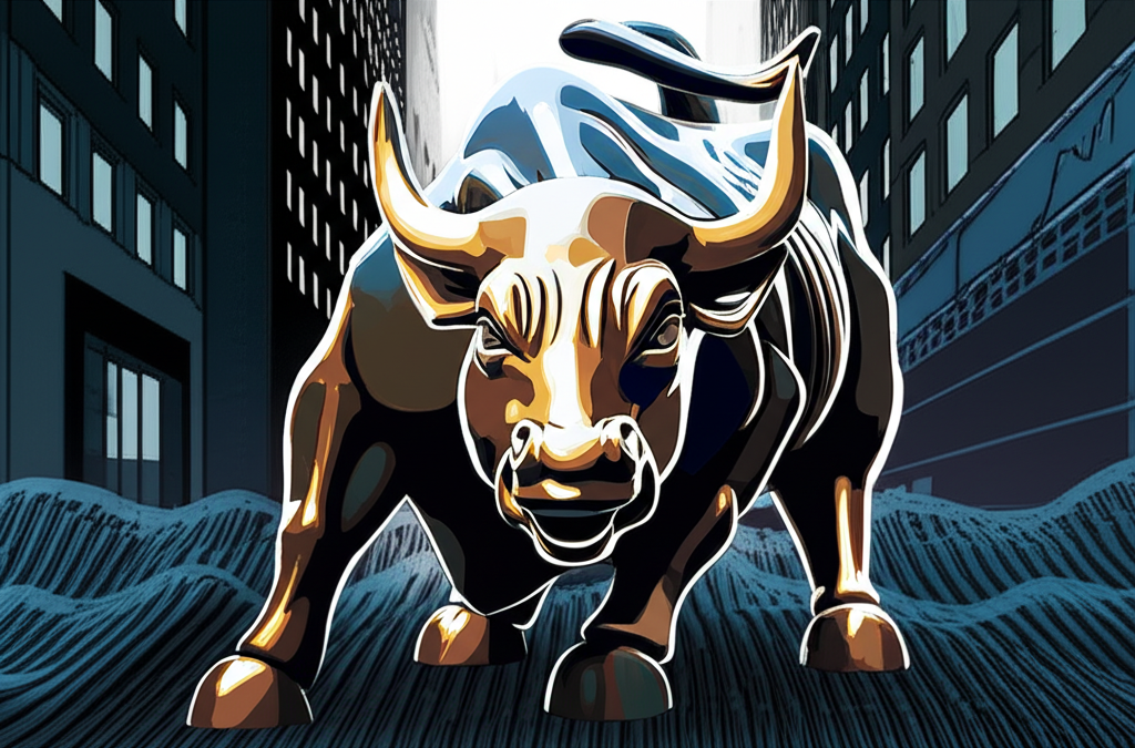 華爾街牛市氛圍下隱藏不確定性的插圖