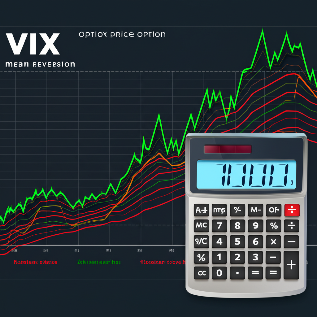 VIX指數計算與均值回歸特性示意圖,包含選擇權價格分析