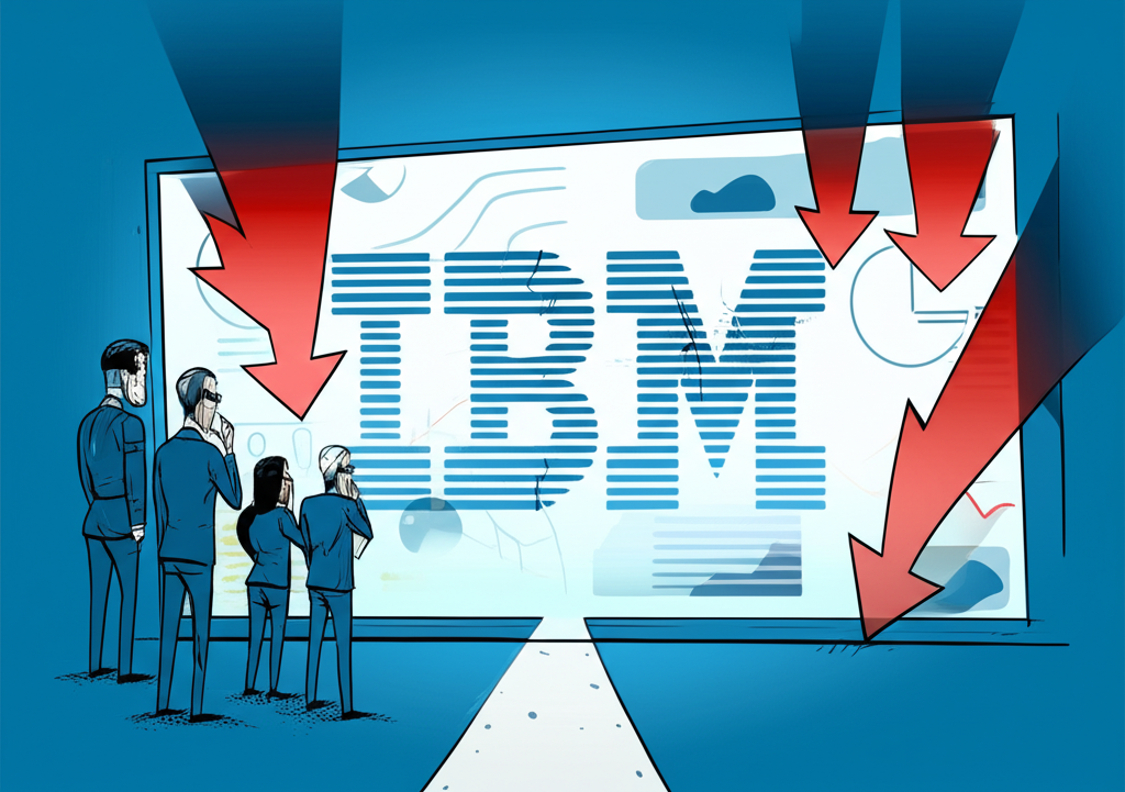 IBM 財報不佳與挑戰示意圖