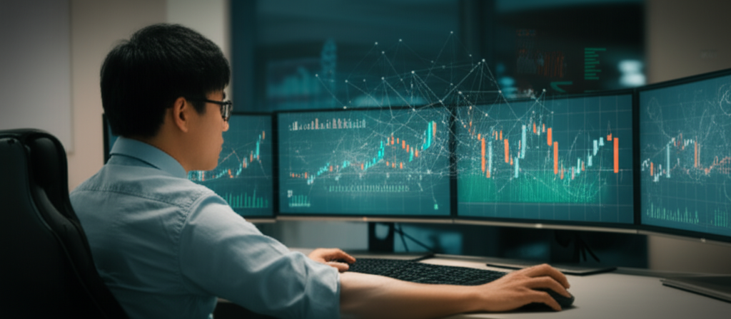 交易員使用AI工具分析市場走勢