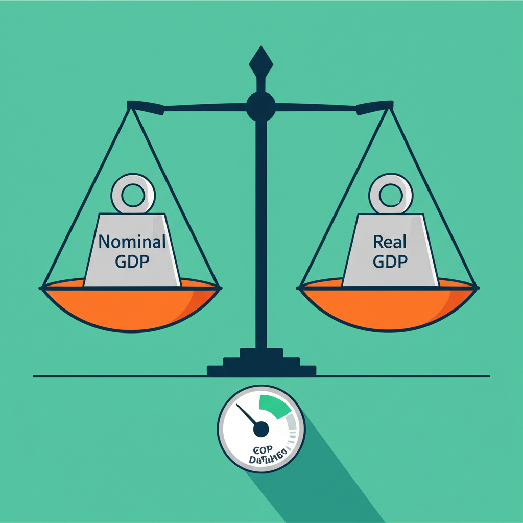 名目GDP與實質GDP平衡圖:GDP平減指數調整物價權重顯示價格水準變化
