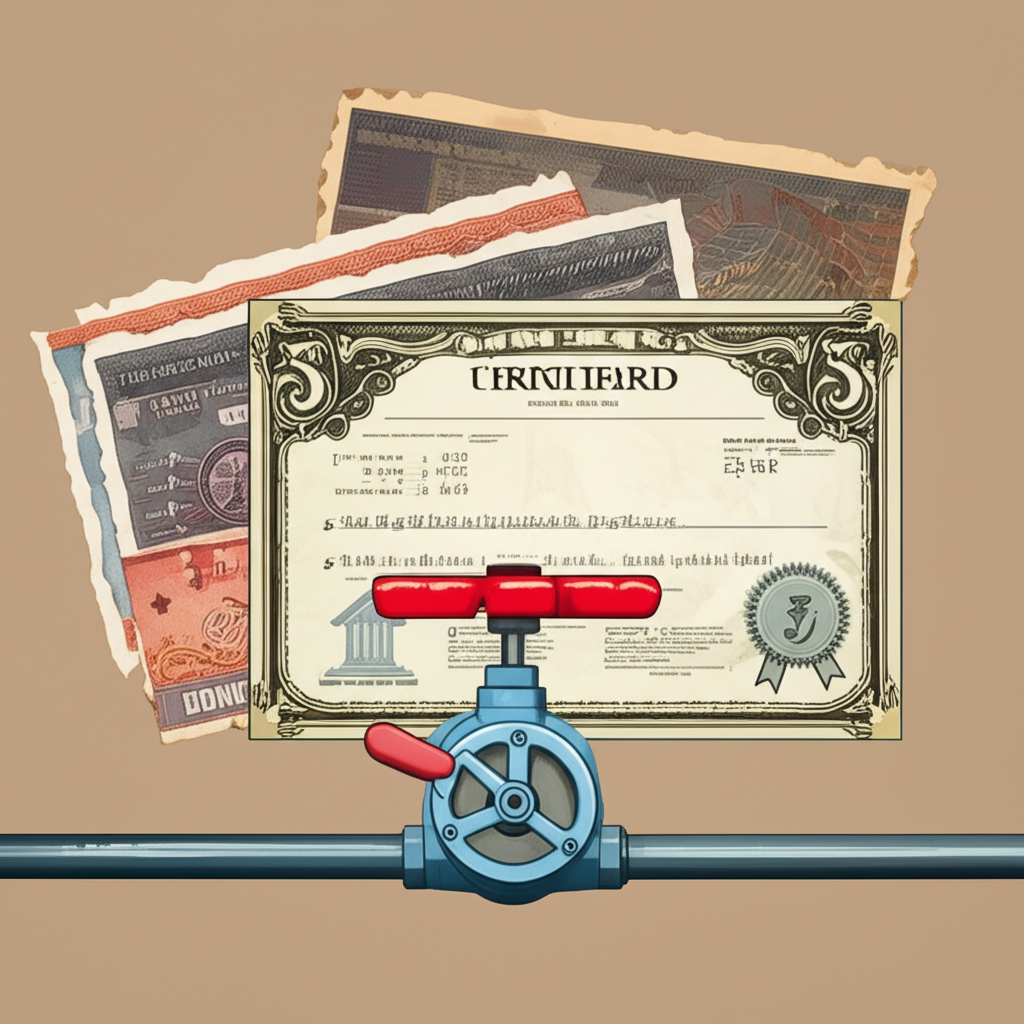 混合金融工具介於債券與股票之間的安全閥機制，象徵銀行資本韌性及其源自2008年金融危機