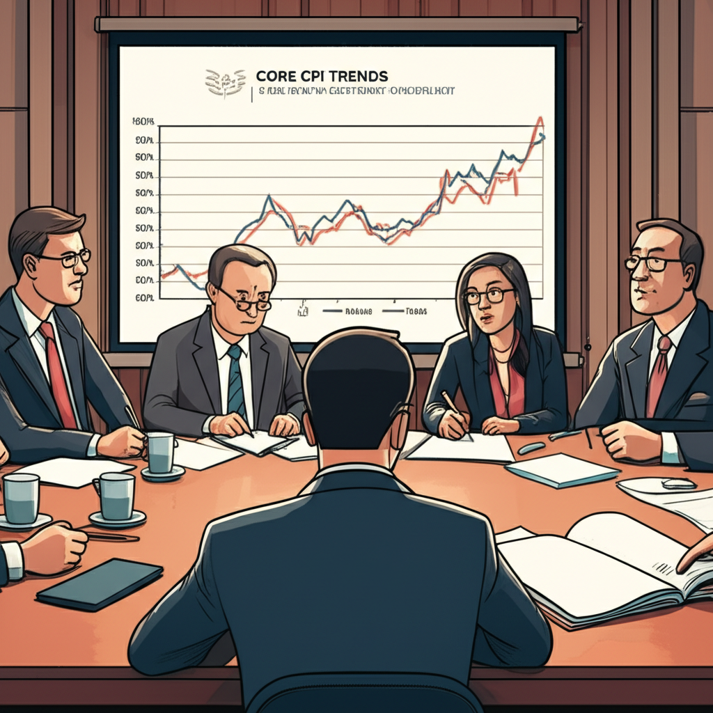 央行委員會研究核心CPI圖表，討論貨幣政策