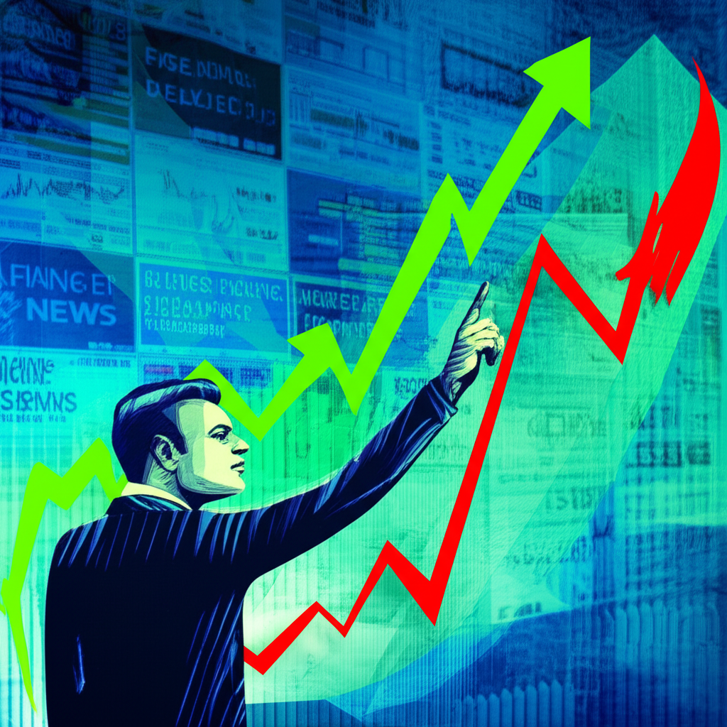 投資者導航複雜金融市場圖表，背景充滿多元財經新聞來源