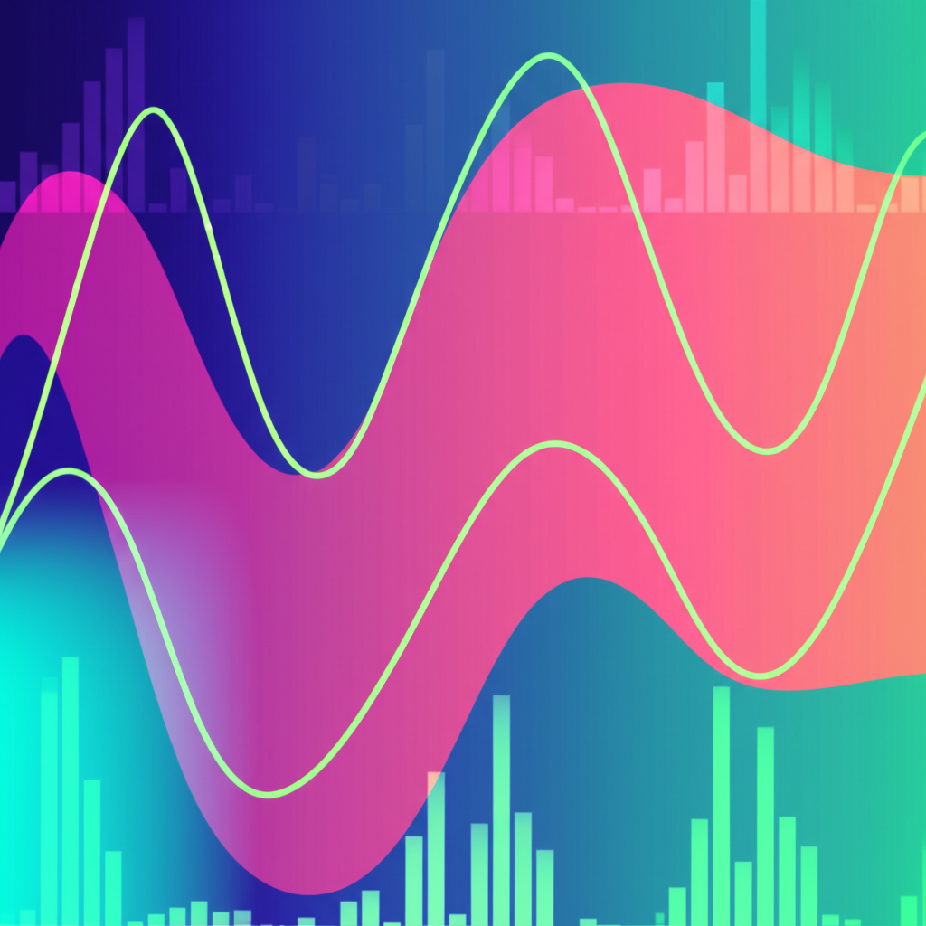 市場動態圖示，展示重複價格模式與趨勢，抽象呈現市場情緒及供需平衡